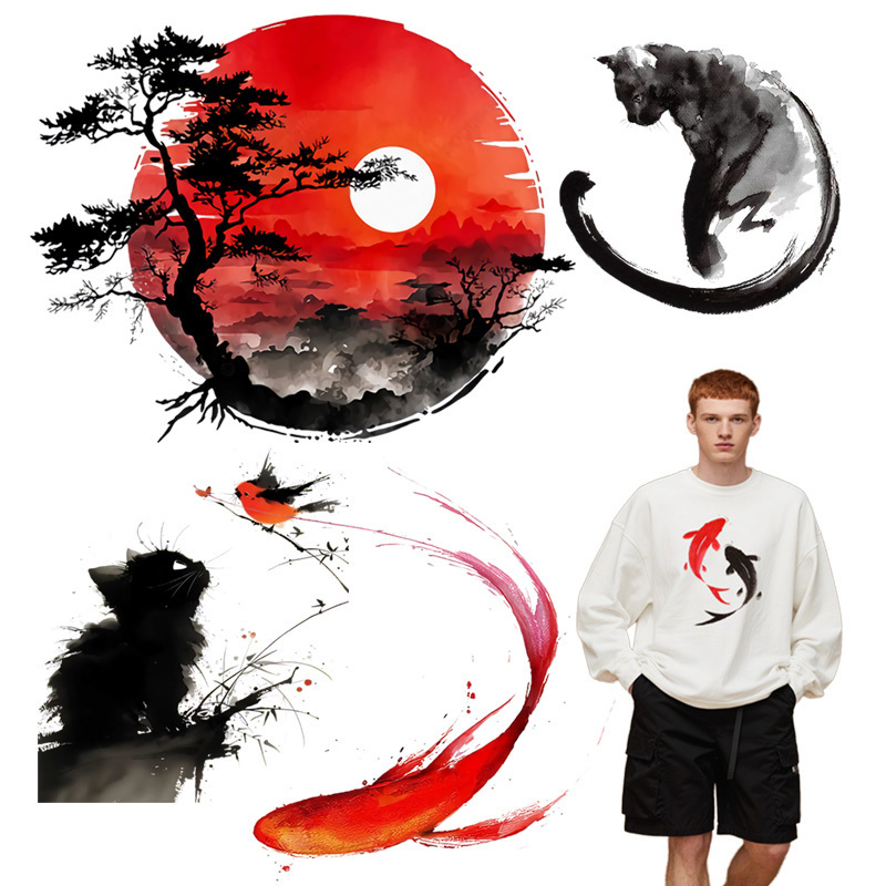 Printable Heat Transfer Vinyl - Inkt, bloem, vogel, vis, warmteoverdracht printen,