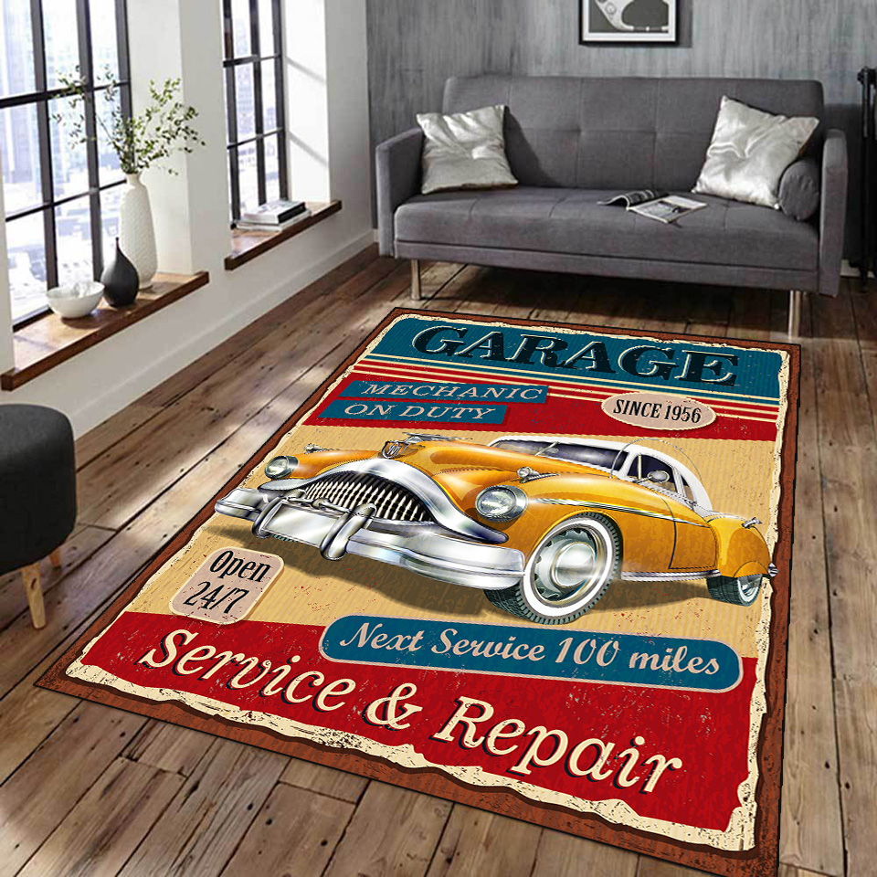 Commercial Printing Format - Retro Klassieke Motorfiets Auto Poster Tapijt
