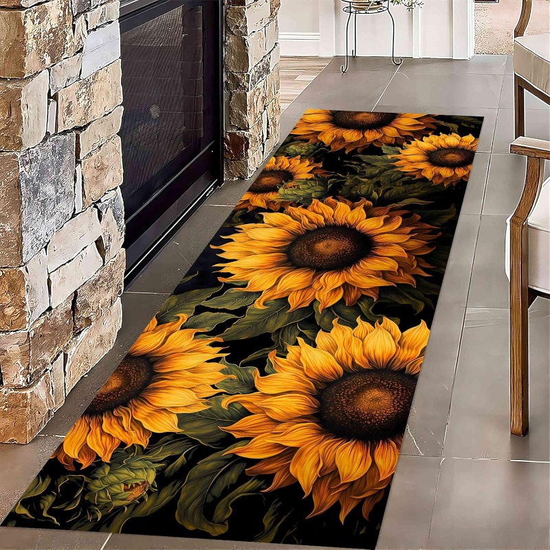 Commercial Printing Format - 3D Vision Flower Runner Tapijt Zonnebloemprint