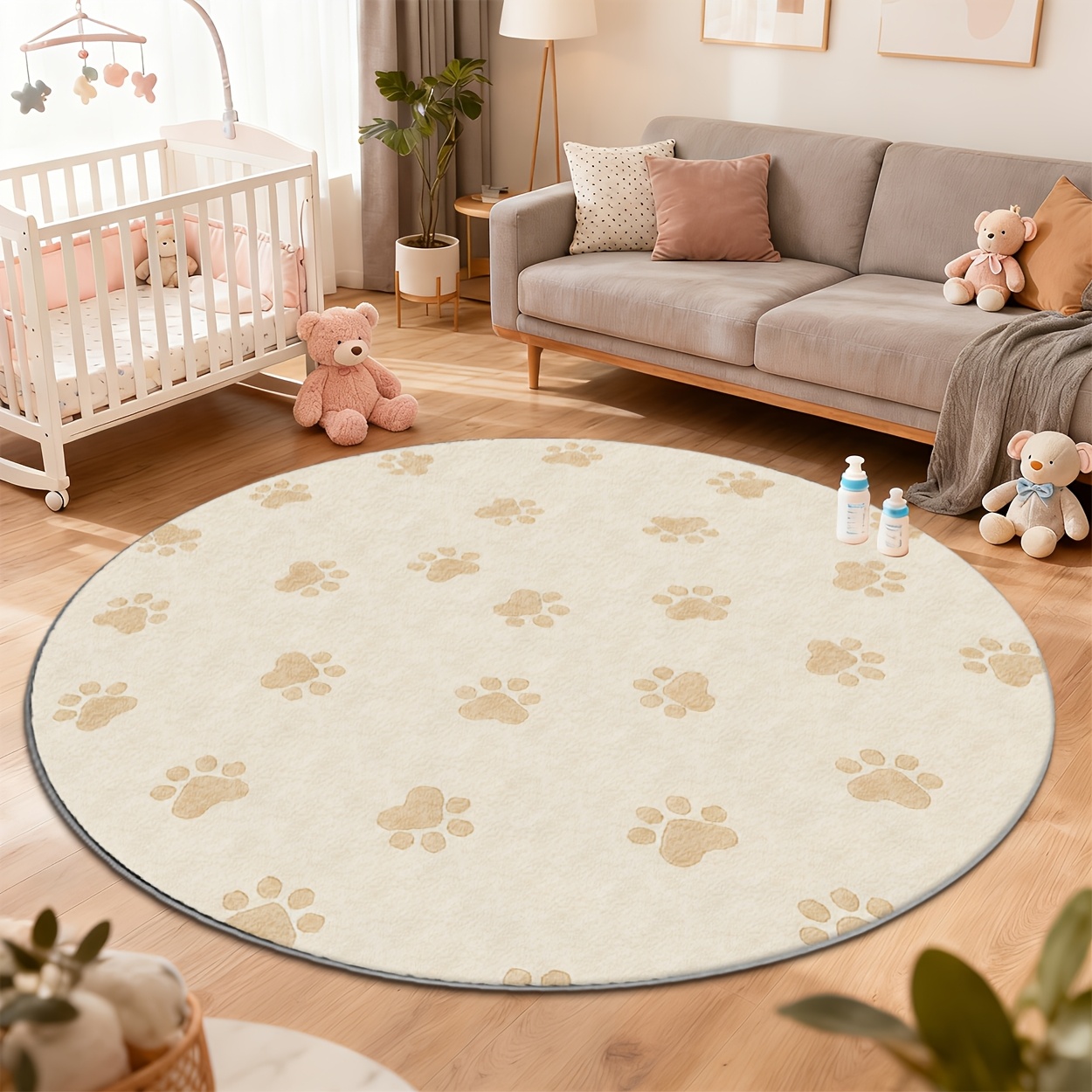 Commercial Printing Shop - Modern schattig rond vloerkleed met pootjesprint,