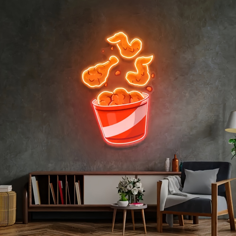 Commercial Printing Shop - Gebakken Kippenpoot Neon Bord Usb Aangedreven