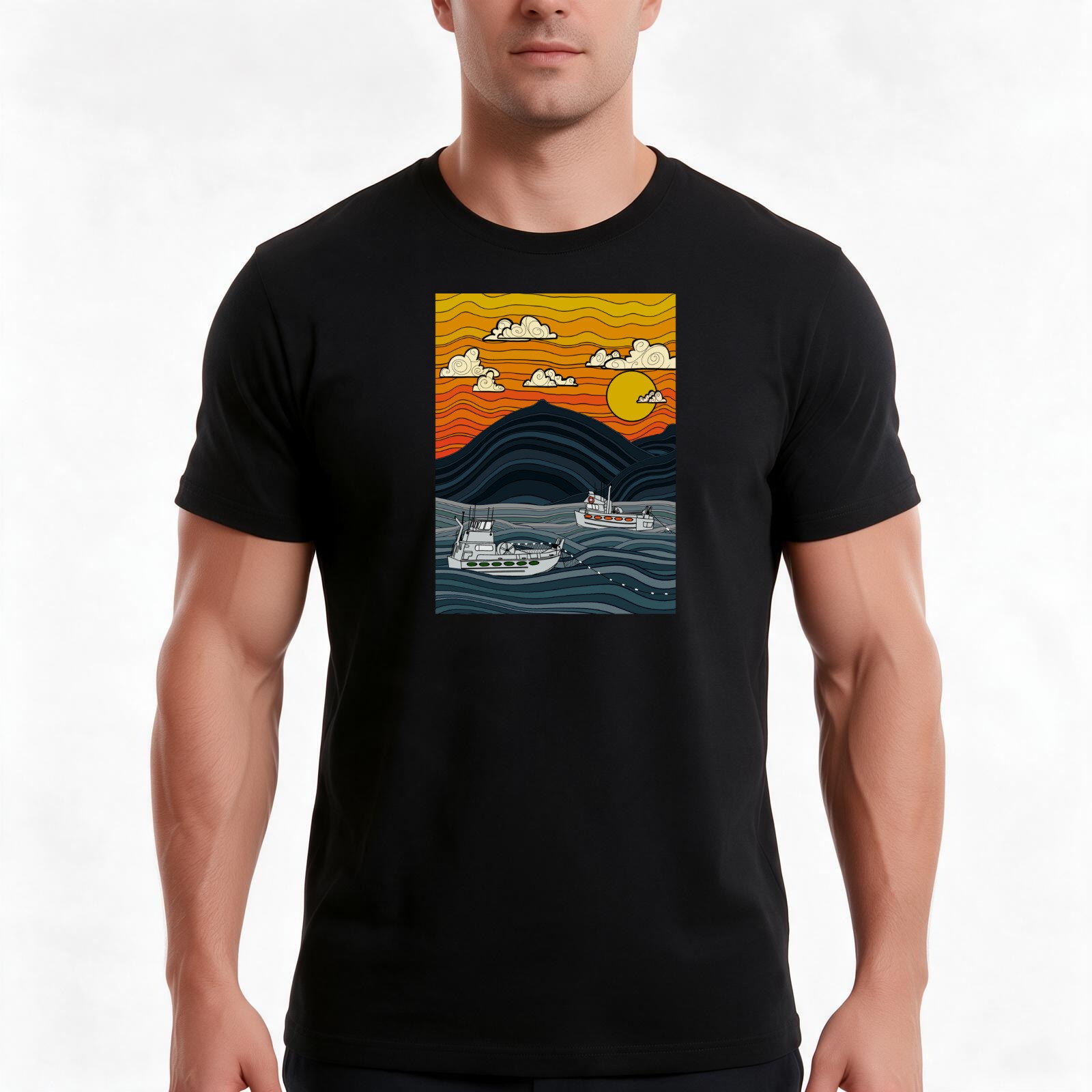 Commercial Printing And Graphics - Commercieel vismotief T-shirt, zomerse, casual katoenen